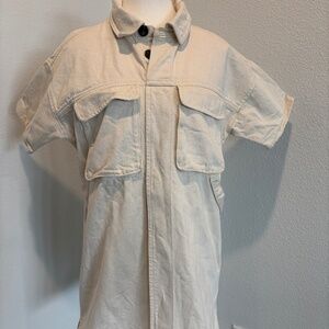 ASOS ecru cream utility style mini dress US 4